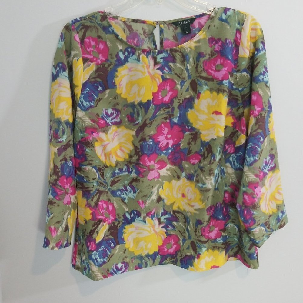J Crew  Floral print blouse 3/4 sleeve Medium